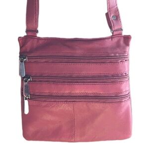 Elegant Pink Crossbody Bag Genuine Leather